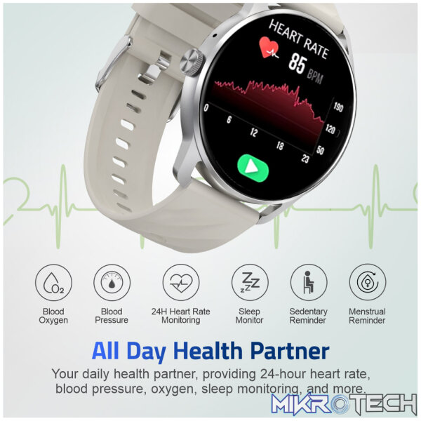 MT410 Smart Watch 1.39" HD IPX68 with BT Calls Sports HR BP BO - Black - Image 5